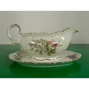 Mitterteich LILAC Gravy Boat with Attached Underplate Bavaria Germany